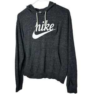Nike gray and off white pullover with hoodie size M front pocket